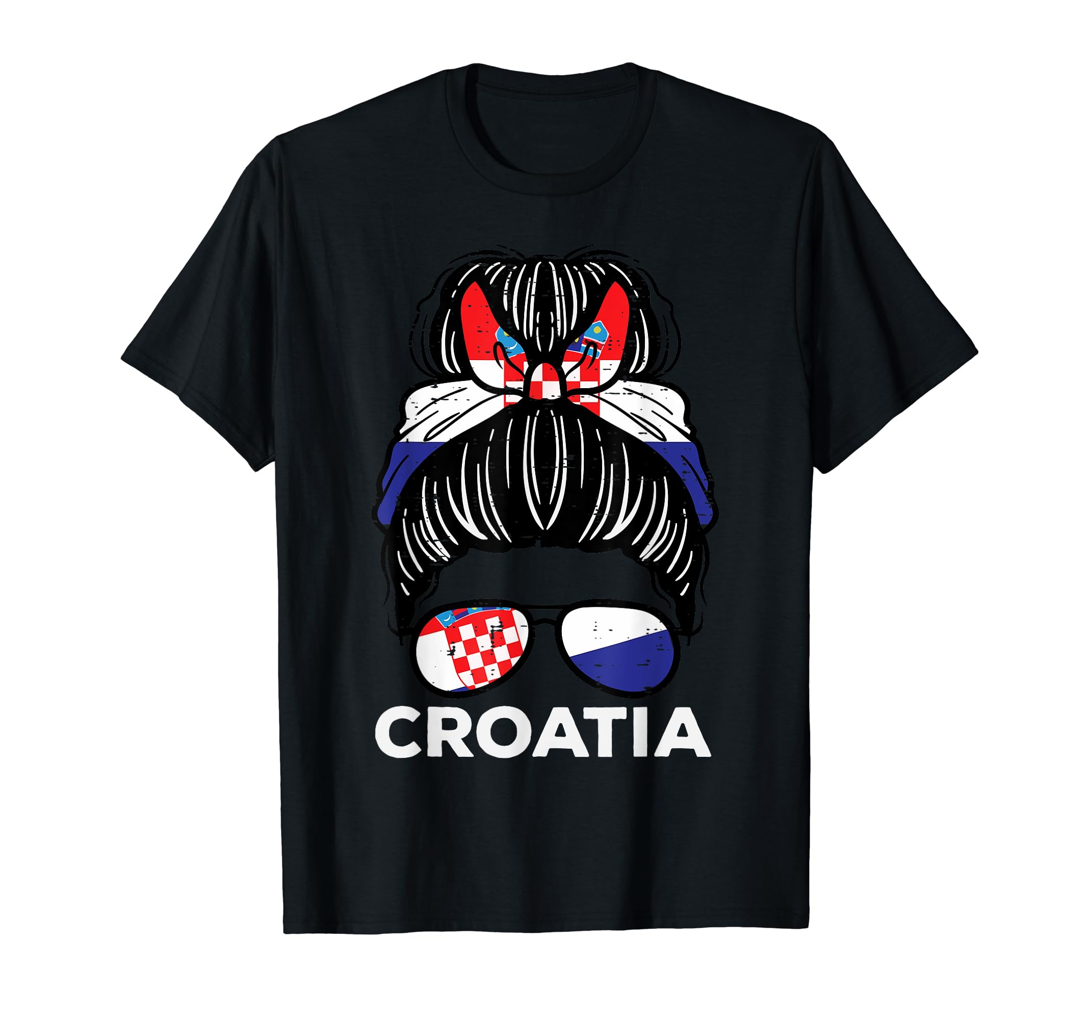 Croatia Flag Croatian Hairbun Football T-Shirt - Aesthetic Graphic Unisex - T-Shirt, Sweatshirt, Hoodie