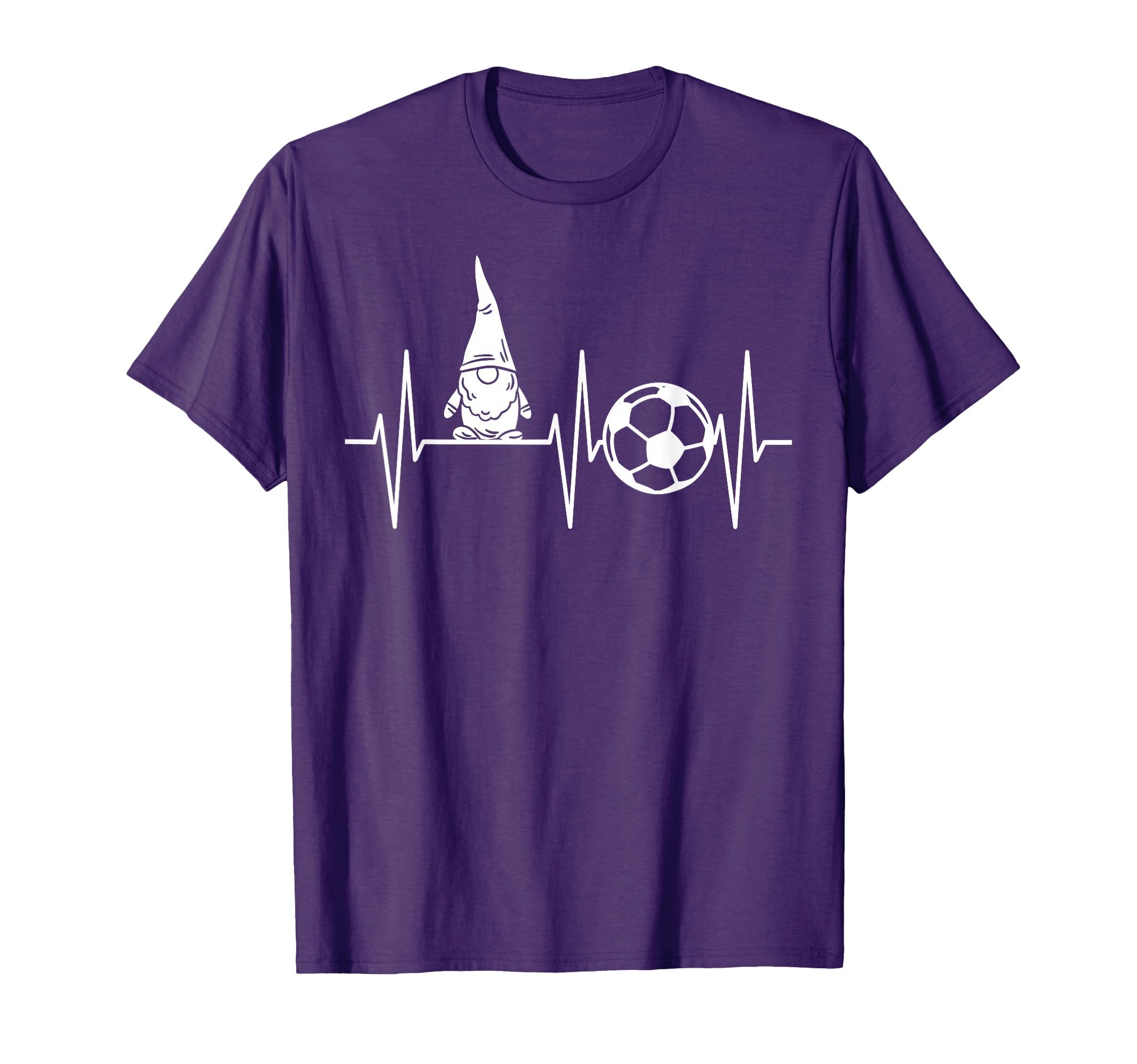 Gnome Soccer Player Ekg Heartbeat Garden T-Shirt - Unique Graphic Unisex - T-Shirt, Sweatshirt, Hoodie