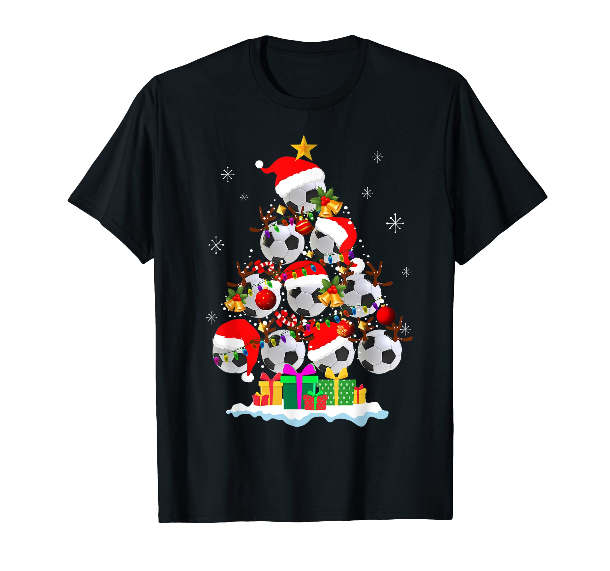 Tree Soccer Ball Santa Hat Family T-Shirt - Fun Novelty Design Unisex - T-Shirt, Sweatshirt, Hoodie