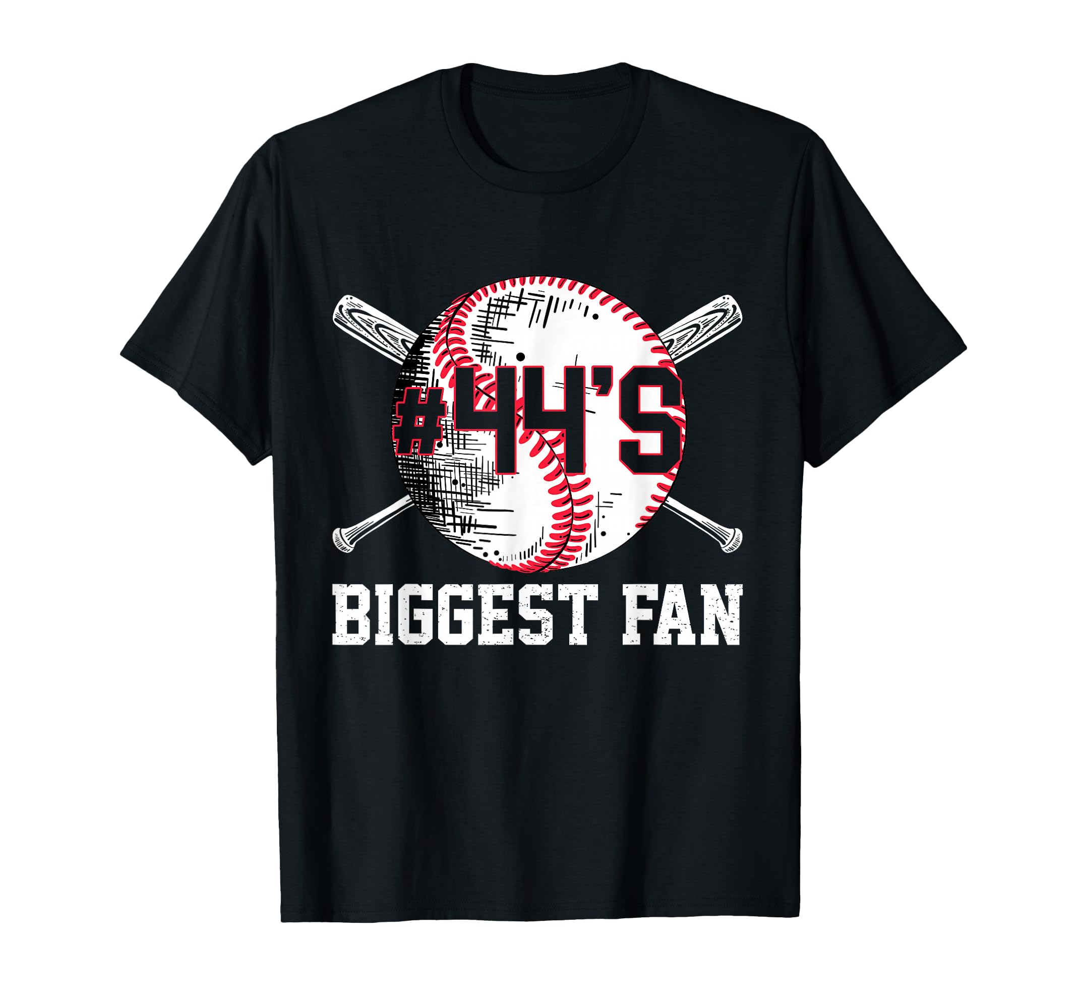 Number 44 Baseball Biggest Fan Mom T-Shirt - Novelty Apparel for Adults - T-Shirt, Sweatshirt, Hoodie
