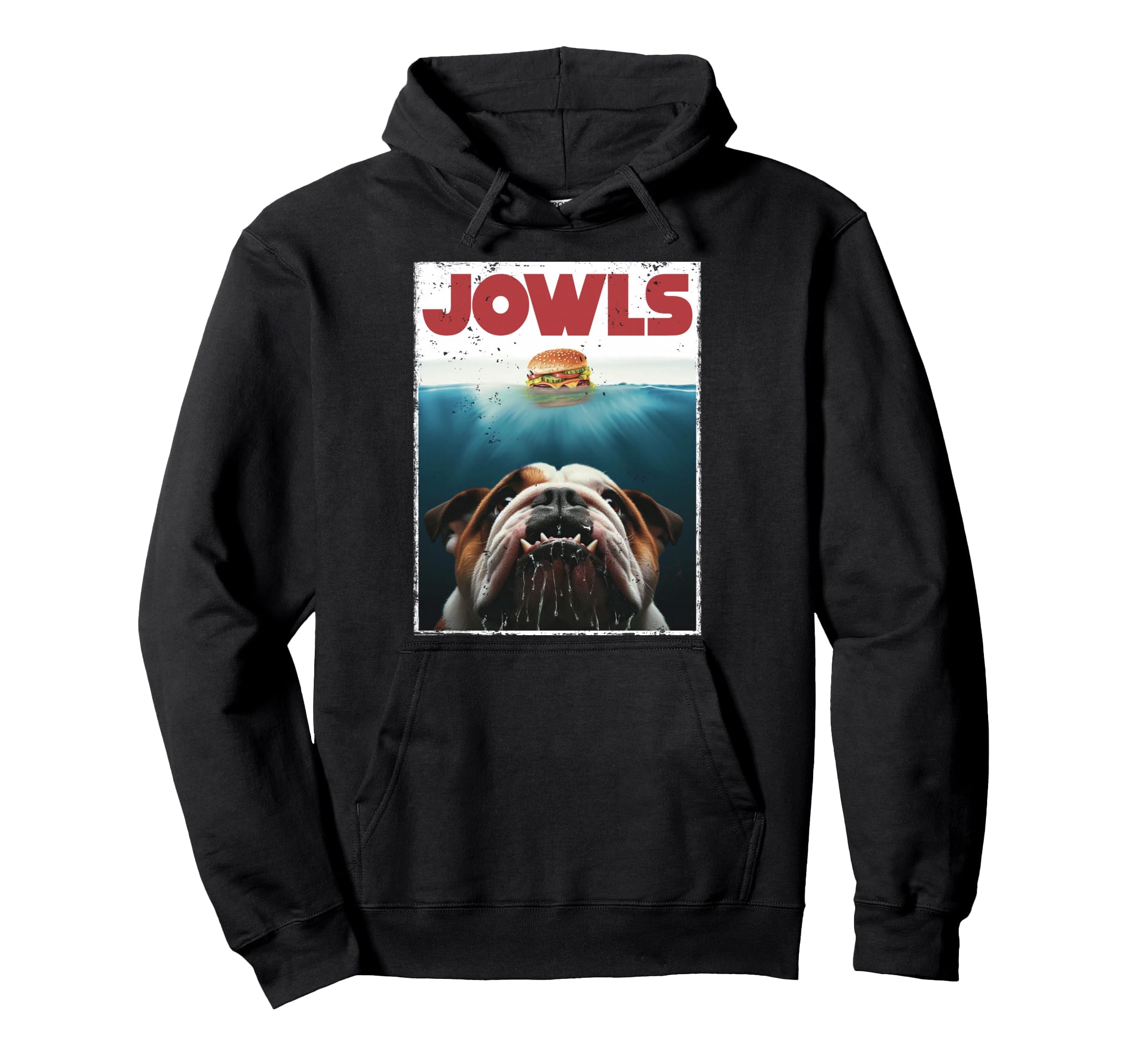 Funny English Bulldog Jowls Burger Bully Hoodie - Aesthetic Graphic Unisex - T-Shirt, Sweatshirt, Hoodie