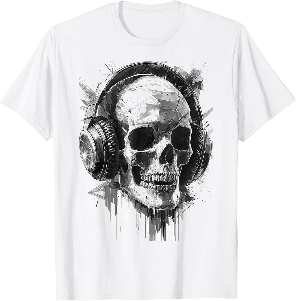 Skull with Headphones Minimalist Design Graphic - Adult & Kids T-Shirts, Sweatshirts & Hoodies apparel design preview 1