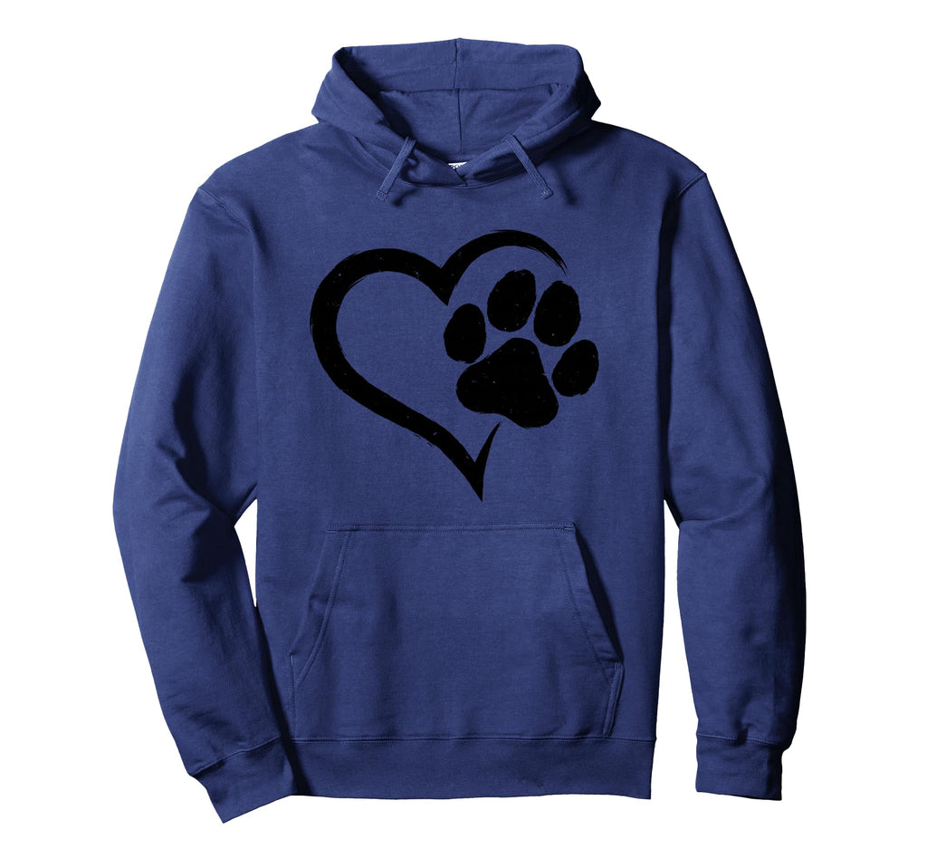 Dog Paw Love Heart Dog Lover Hoodie - Aesthetic Graphic for Adults - T-Shirt, Sweatshirt, Hoodie