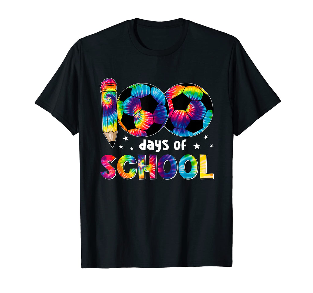 Tie Dye 100 Days School Soccer Player T-Shirt - Unique Graphic Men Women - T-Shirt, Sweatshirt, Hoodie