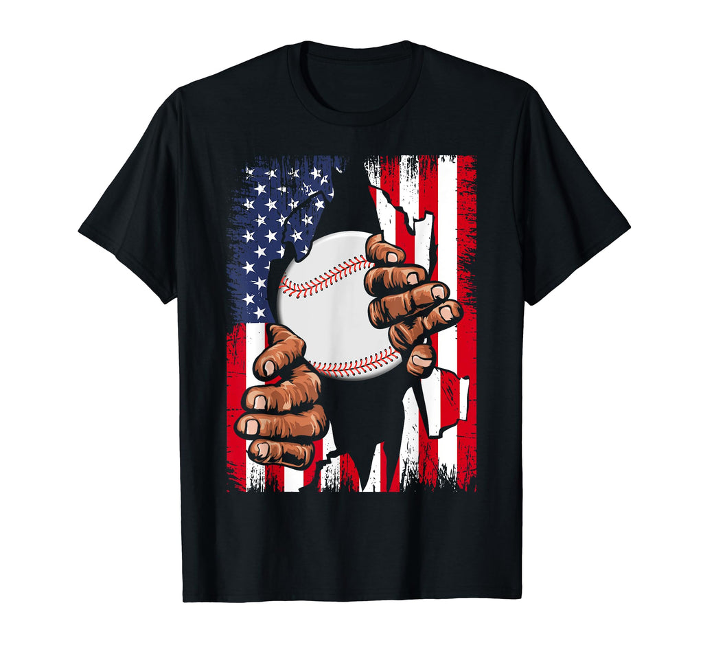 Baseball Player Usa American Flag T-Shirt - Aesthetic Graphic Unisex - T-Shirt, Sweatshirt, Hoodie