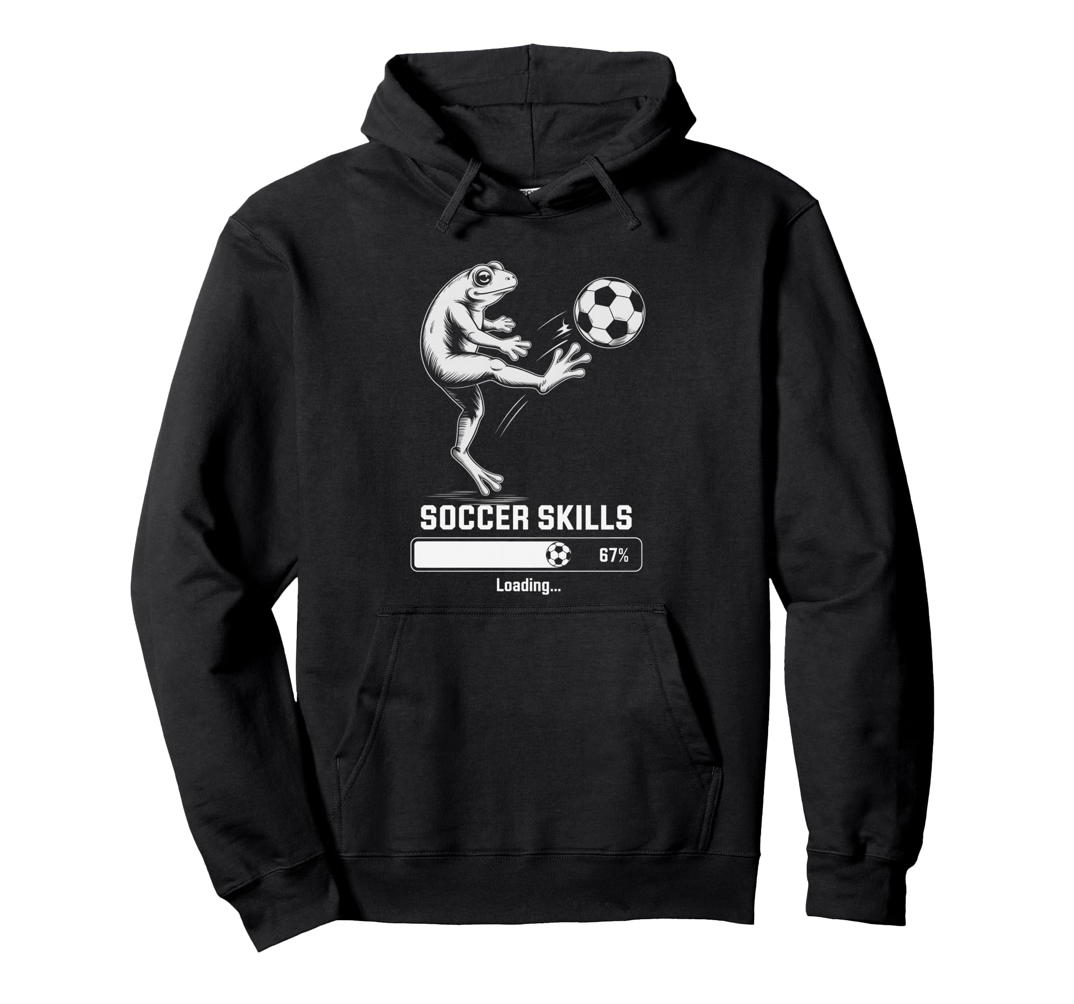 Kawaii Frog Soccer Skills Loading Hoodie - Fun Novelty Design Men Women - T-Shirt, Sweatshirt, Hoodie
