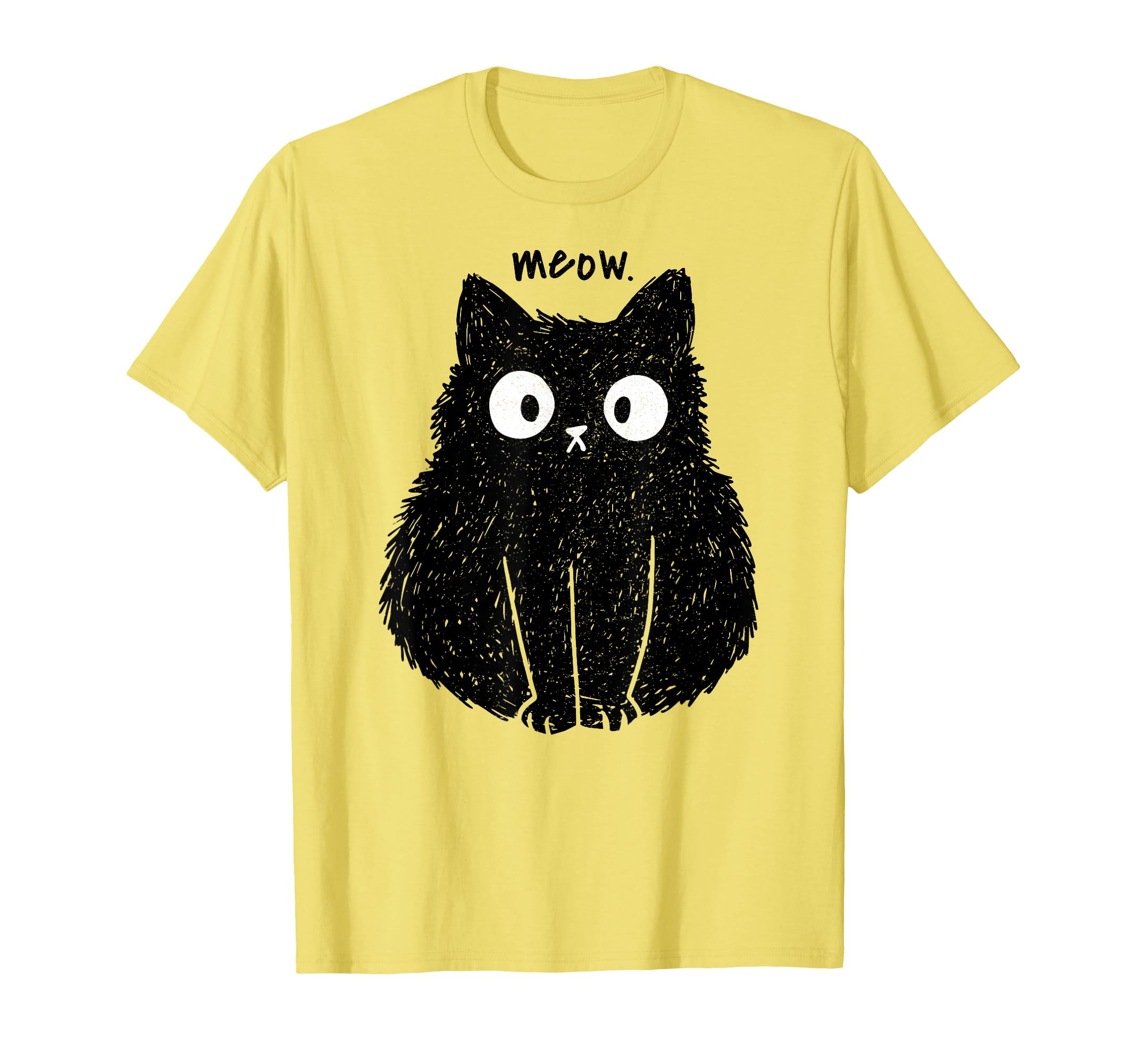 Meow Fluffy Black Cat Funny Kitty T-Shirt - Unique Graphic Unisex - T-Shirt, Sweatshirt, Hoodie