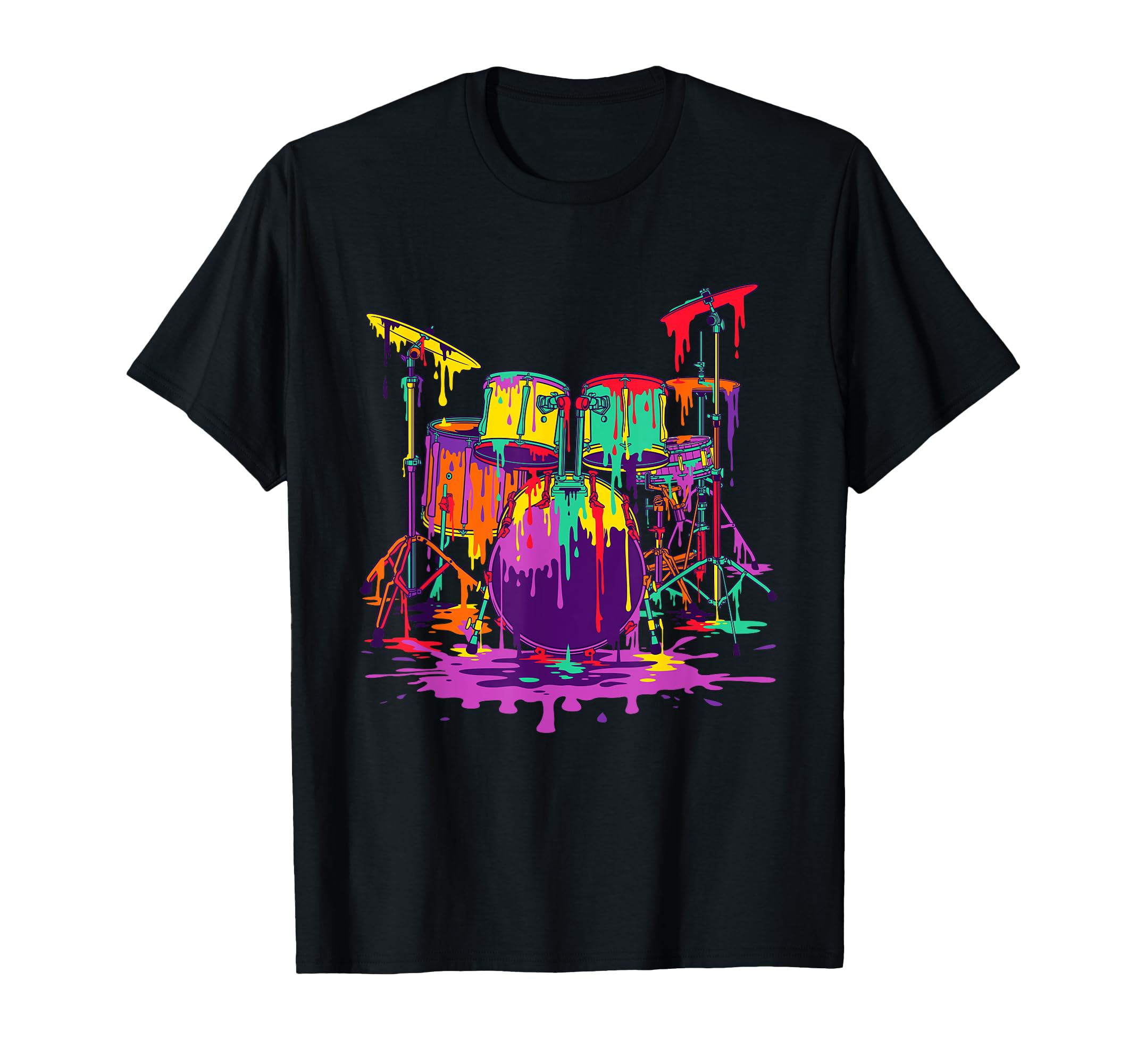 Melting Pop Art Drum Set Funny Drummer T-Shirt - Unique Graphic Men Women - T-Shirt, Sweatshirt, Hoodie