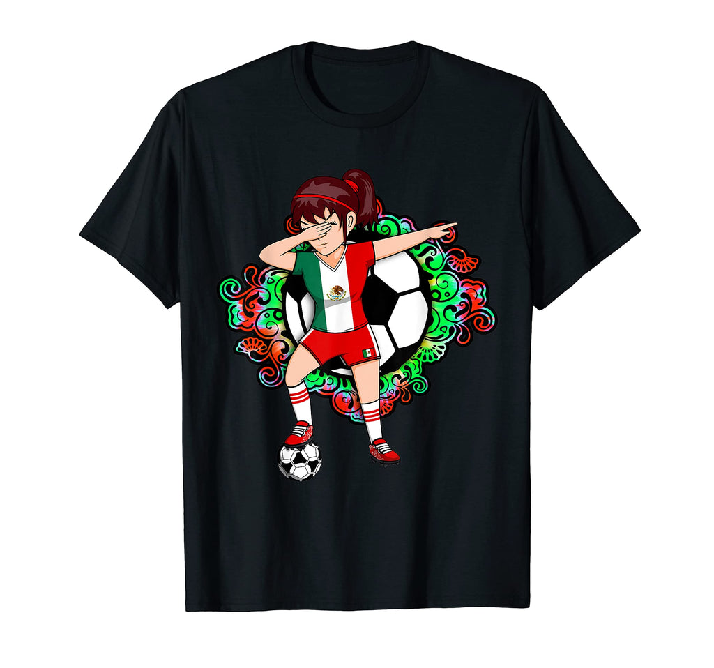 Dabbing Soccer Mexico Fan Jersey Floral T-Shirt - Unique Graphic Unisex - T-Shirt, Sweatshirt, Hoodie