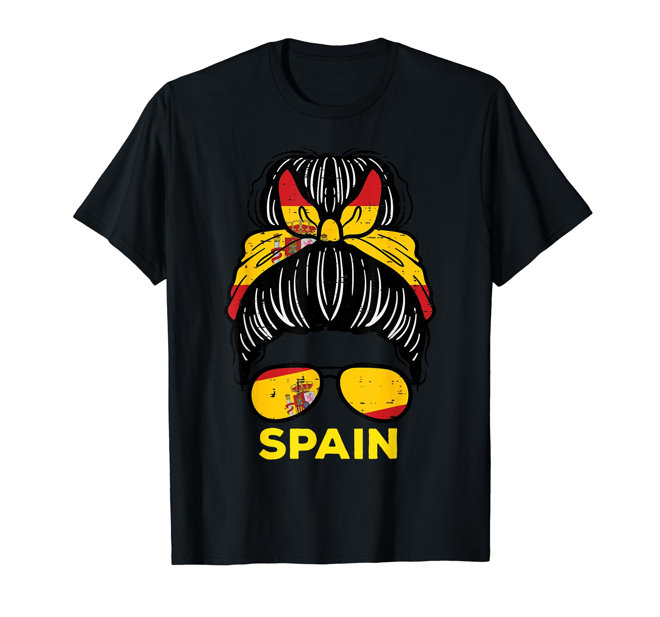 Spain Flag Spanish Hairbun Football T-Shirt - Custom Art Print Men Women - T-Shirt, Sweatshirt, Hoodie
