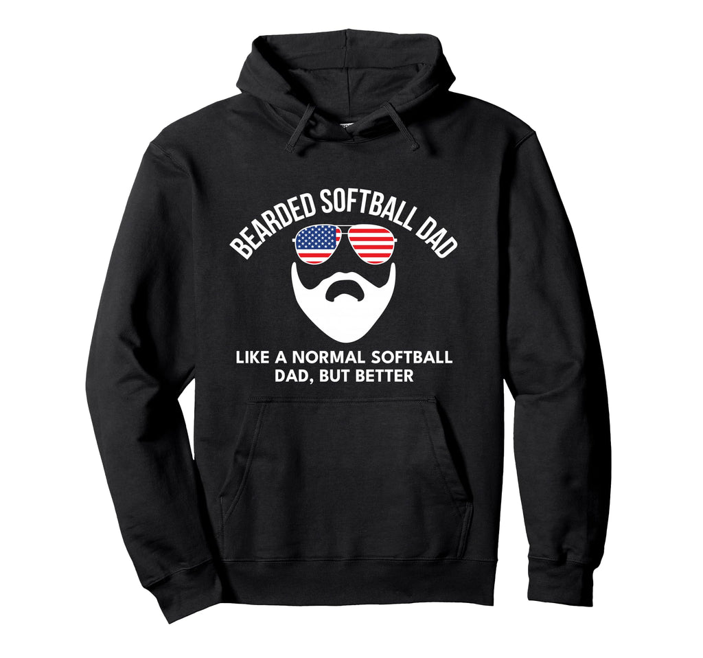 Softball Dad Funny Bearded Hoodie - Aesthetic Graphic Unisex - T-Shirt, Sweatshirt, Hoodie
