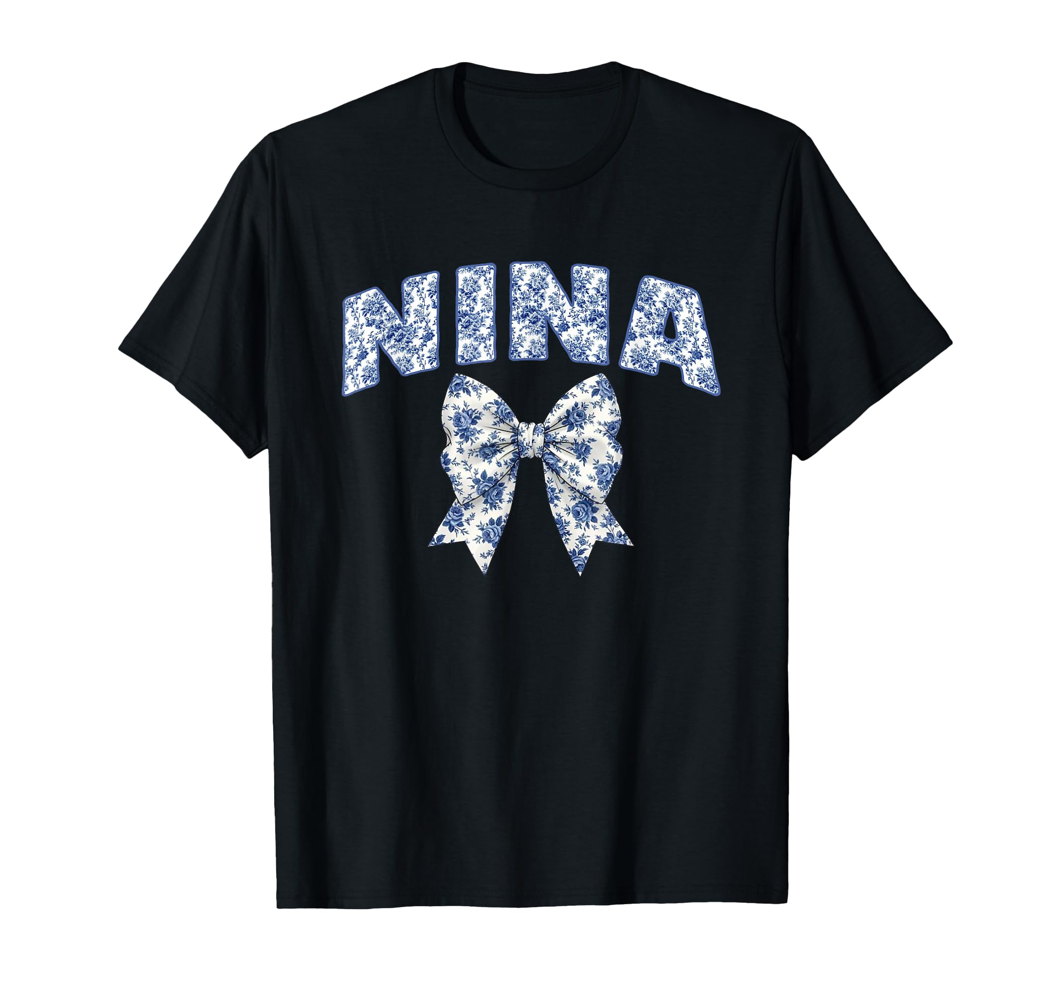 Nina Coquette Toile Blue Bow Floral T-Shirt - Streetwear Style Men Women - T-Shirt, Sweatshirt, Hoodie