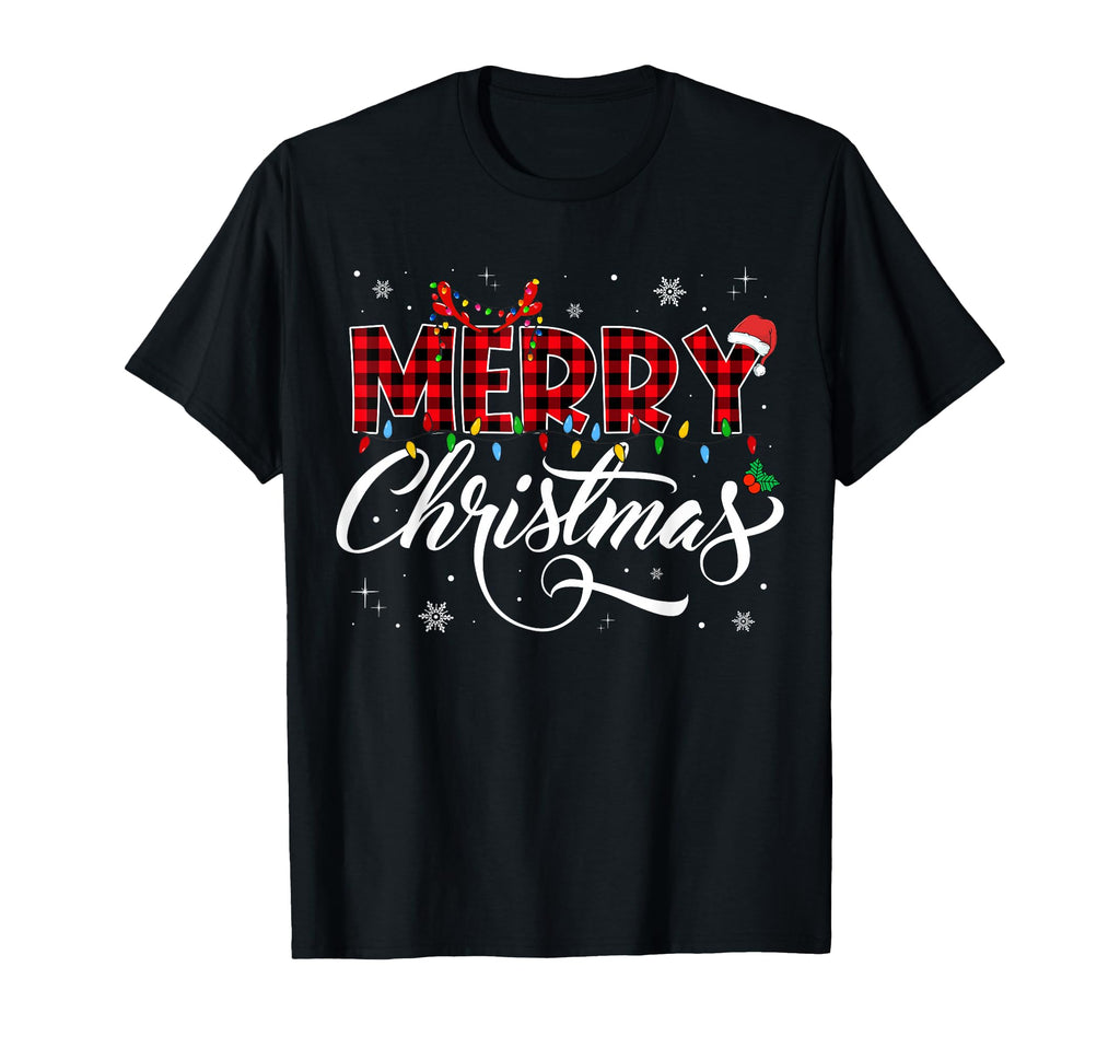 Merry Lights Santa Hat Family T-Shirt - Fun Novelty Design Men Women - T-Shirt, Sweatshirt, Hoodie