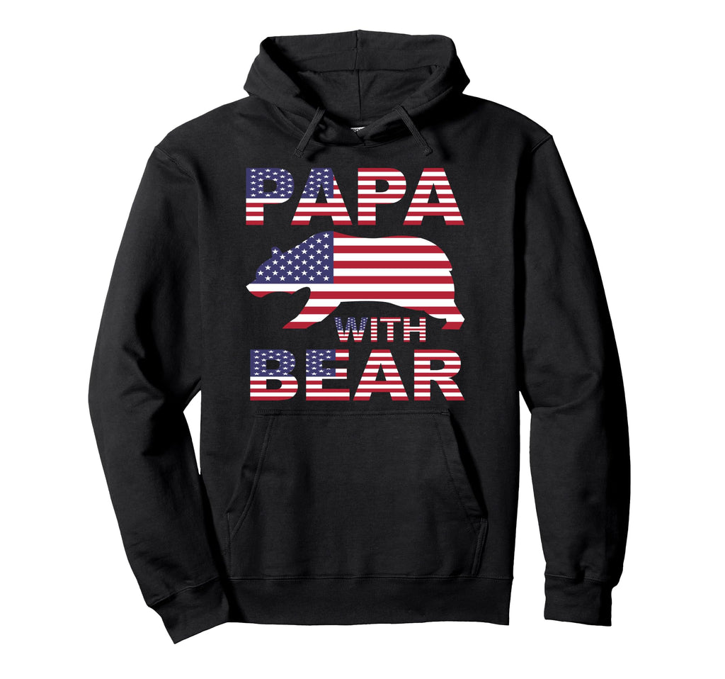 Papa Bear Usa American Flag Animal Gift Hoodie - Streetwear Style Men Women - T-Shirt, Sweatshirt, Hoodie