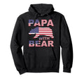 Papa Bear Usa American Flag Animal Gift Hoodie - Streetwear Style Men Women - T-Shirt, Sweatshirt, Hoodie