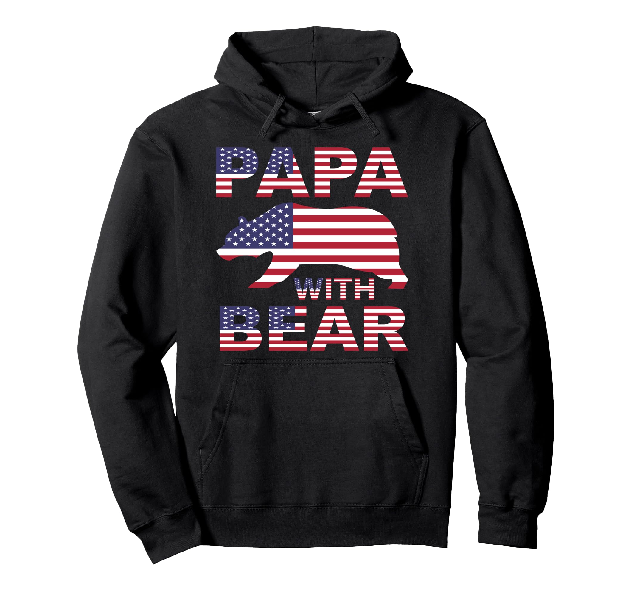 Papa Bear Usa American Flag Animal Gift Hoodie - Streetwear Style Men Women - T-Shirt, Sweatshirt, Hoodie