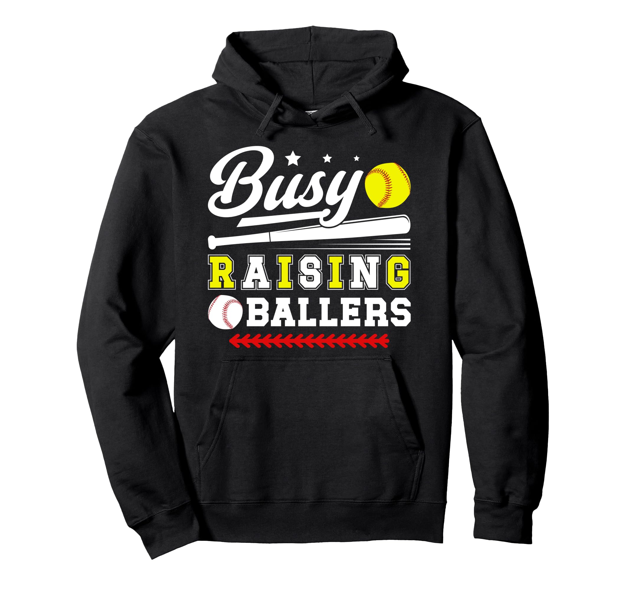 Busy Raising Ballers Softball Baseball Hoodie - Trendy Graphic for Adults - T-Shirt, Sweatshirt, Hoodie