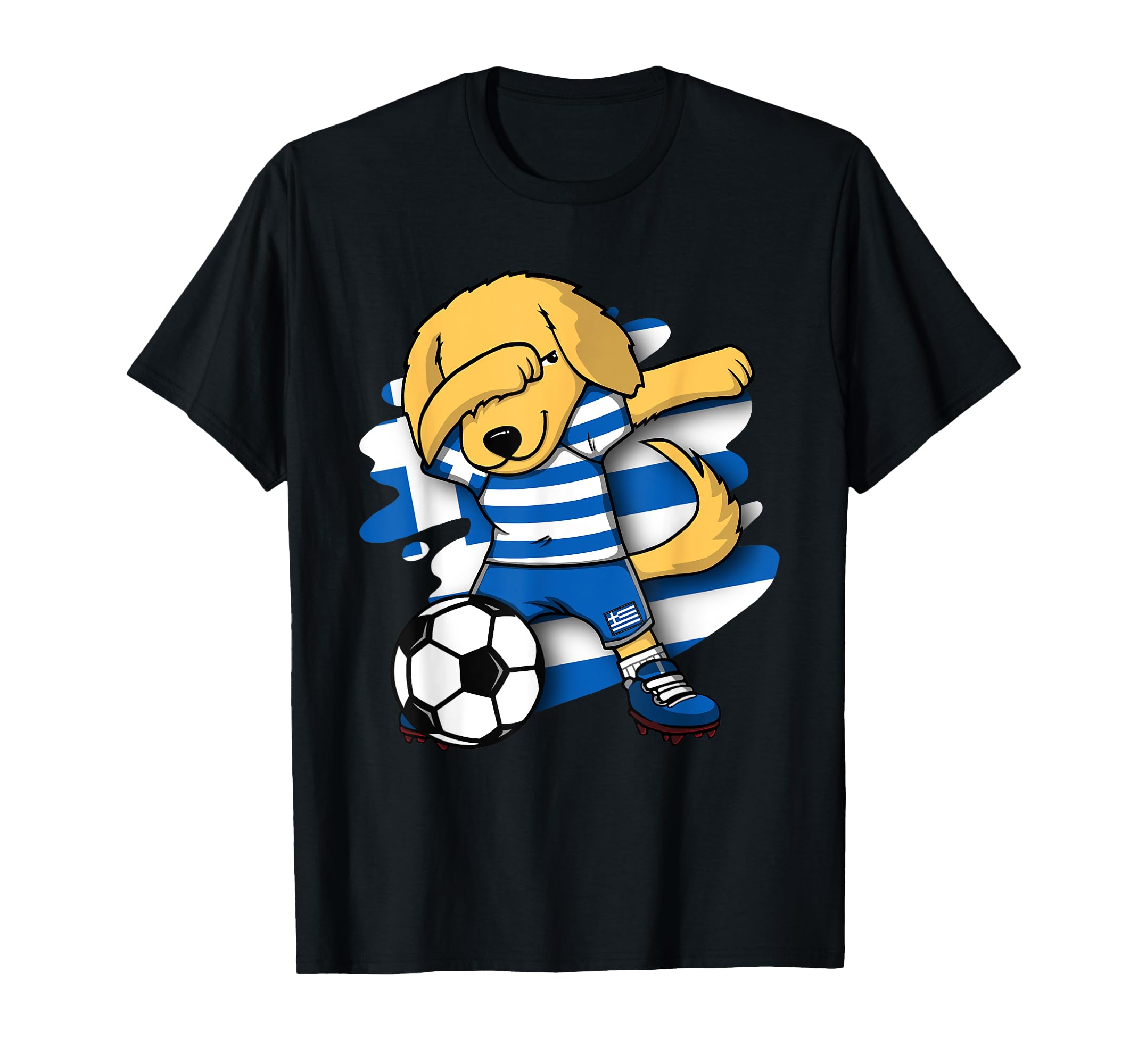 Dabbing Golden Retriever Greece Soccer T-Shirt - Unique Graphic Men Women - T-Shirt, Sweatshirt, Hoodie