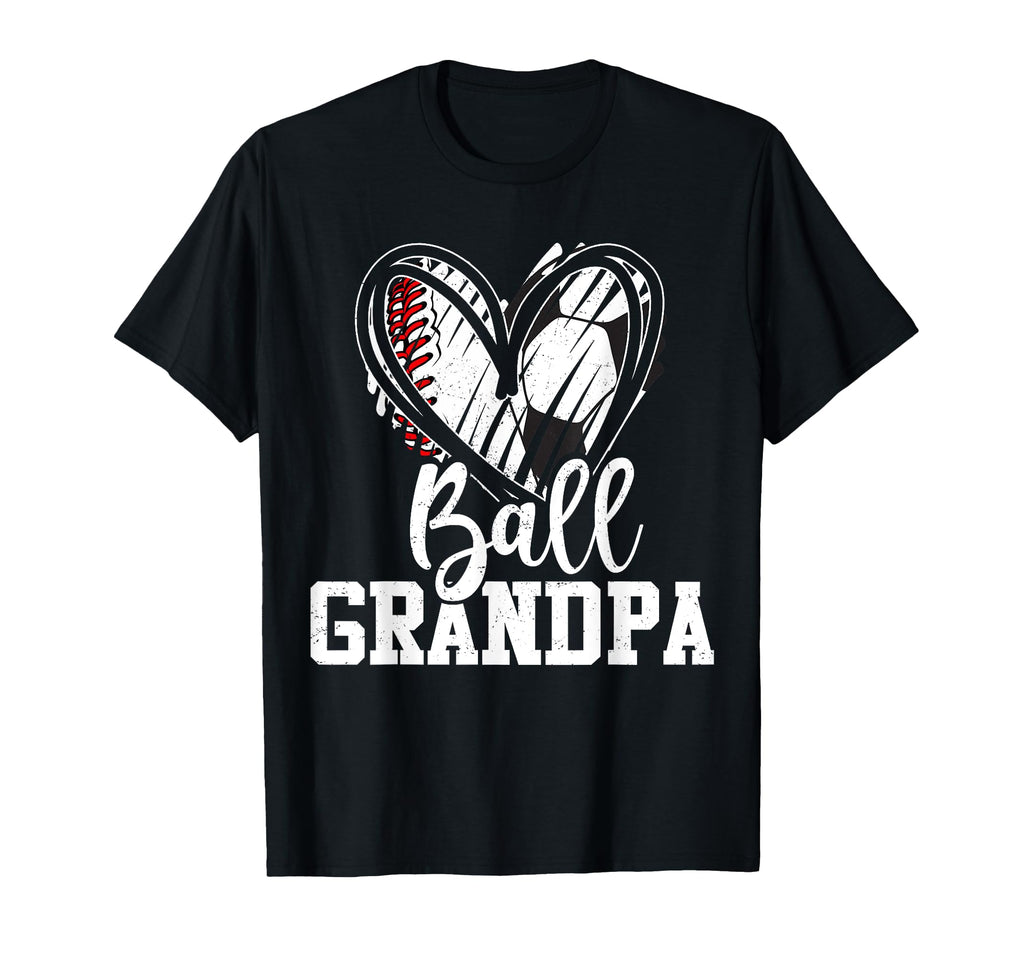 Ball Grandpa Heart Baseball Soccer Ball Hoodie - Novelty Apparel Men Women - T-Shirt, Sweatshirt, Hoodie