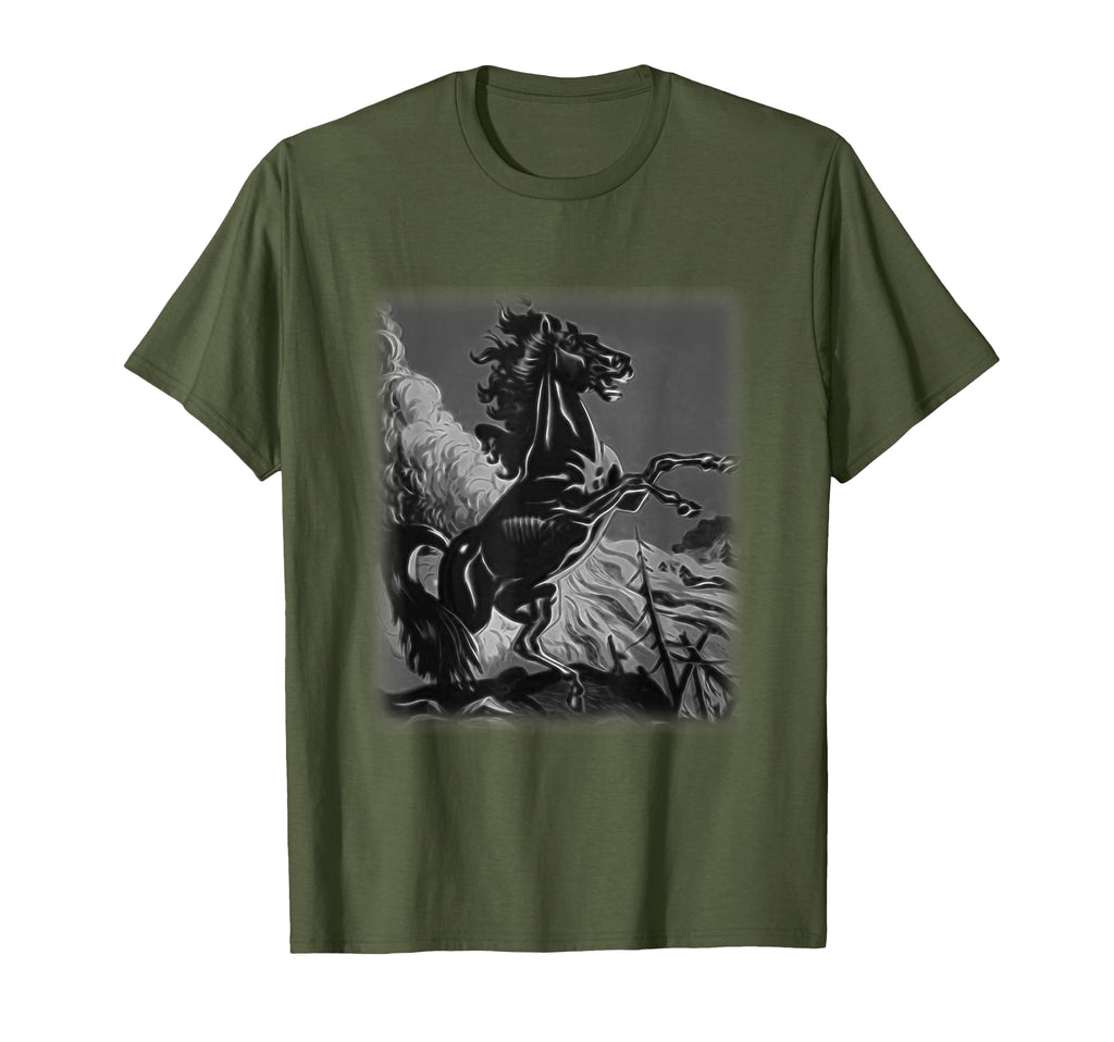 Black Horse Rearing Stallion Horse T-Shirt - Novelty Apparel Men Women - T-Shirt, Sweatshirt, Hoodie