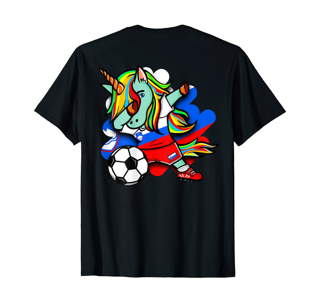Dabbing Unicorn Slovenia Soccer T-Shirt - Fun Novelty Design Men Women - T-Shirt, Sweatshirt, Hoodie