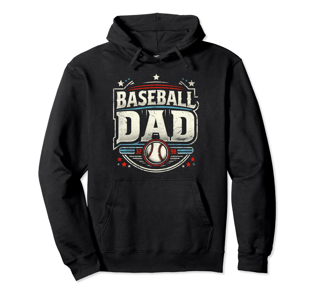 Baseball Dad Fathers Day Hoodie - Graphic Print Men Women - T-Shirt, Sweatshirt, Hoodie