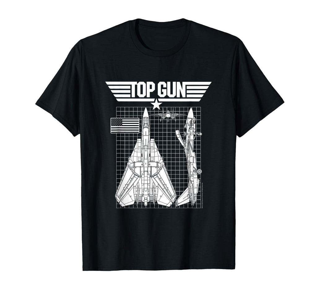 Gun F 14 Tomcat Blueprints Action Movie T-Shirt - Graphic Print Men Women - T-Shirt, Sweatshirt, Hoodie
