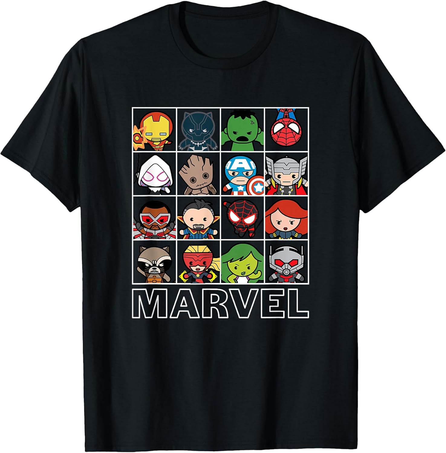 Kawaii Chibi Iconic Characters Grid Panels - Adult & Kids T-Shirts, Sweatshirts & Hoodies apparel design preview 1