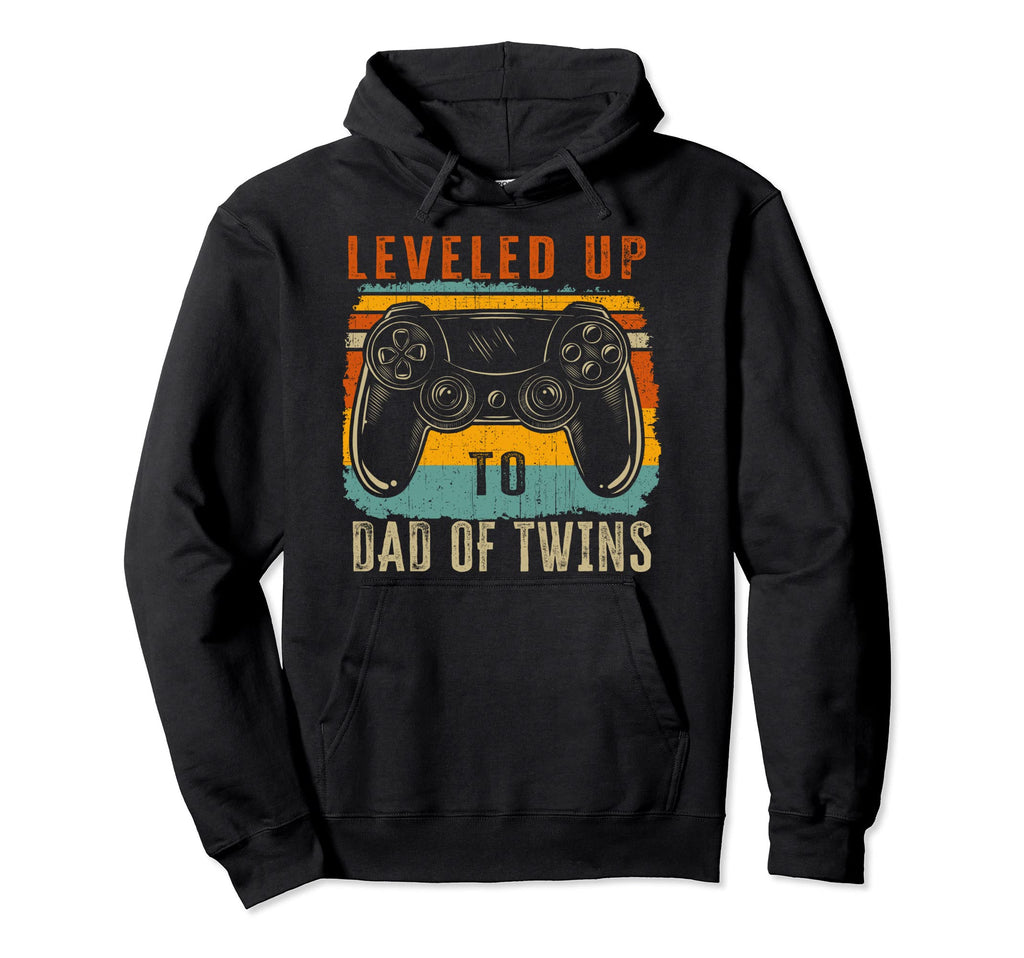 Leveled Up To Dad Twins Fathers Day Hoodie - Trendy Graphic for Adults - T-Shirt, Sweatshirt, Hoodie