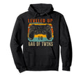 Leveled Up To Dad Twins Fathers Day Hoodie - Trendy Graphic for Adults - T-Shirt, Sweatshirt, Hoodie