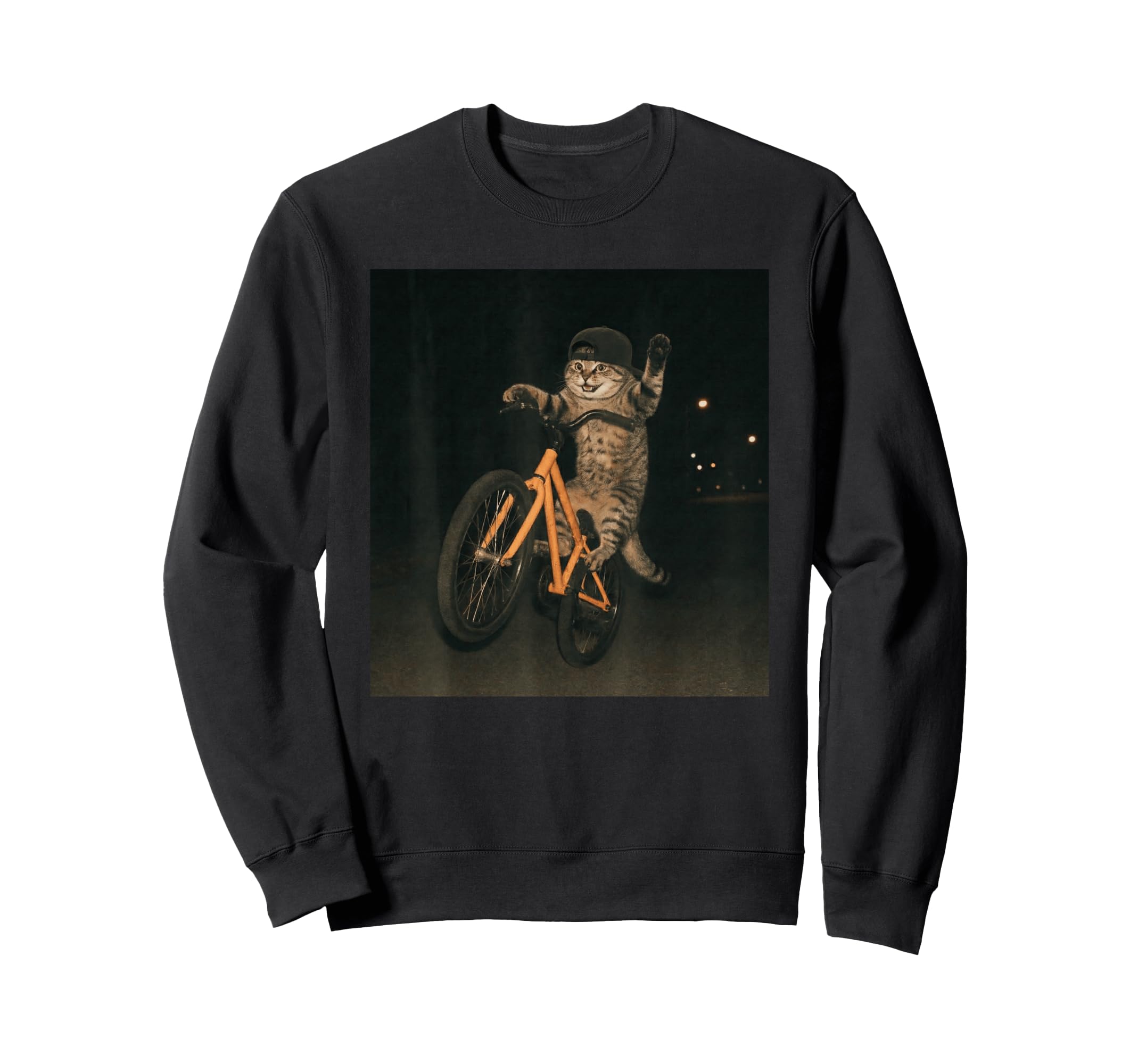Funny Cat Bike Meme Teens Sweatshirt - Graphic Print for Adults - T-Shirt, Sweatshirt, Hoodie