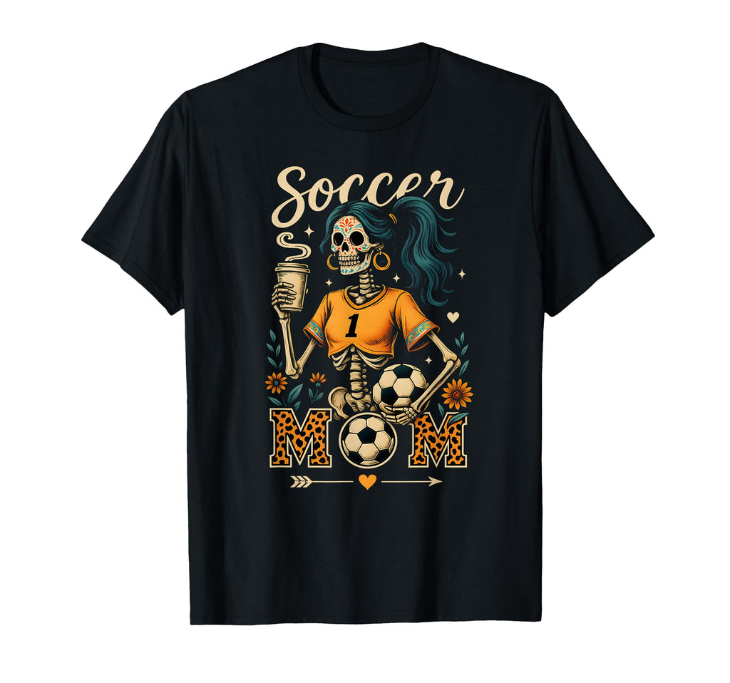 Soccer Mom Skeleton Coffee Leopard T-Shirt - Unique Graphic Men Women - T-Shirt, Sweatshirt, Hoodie