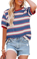 Womens Summer Tops 2026 Striped Color Block Short - Adult & Kids T-Shirts, Sweatshirts & Hoodies apparel design preview 1