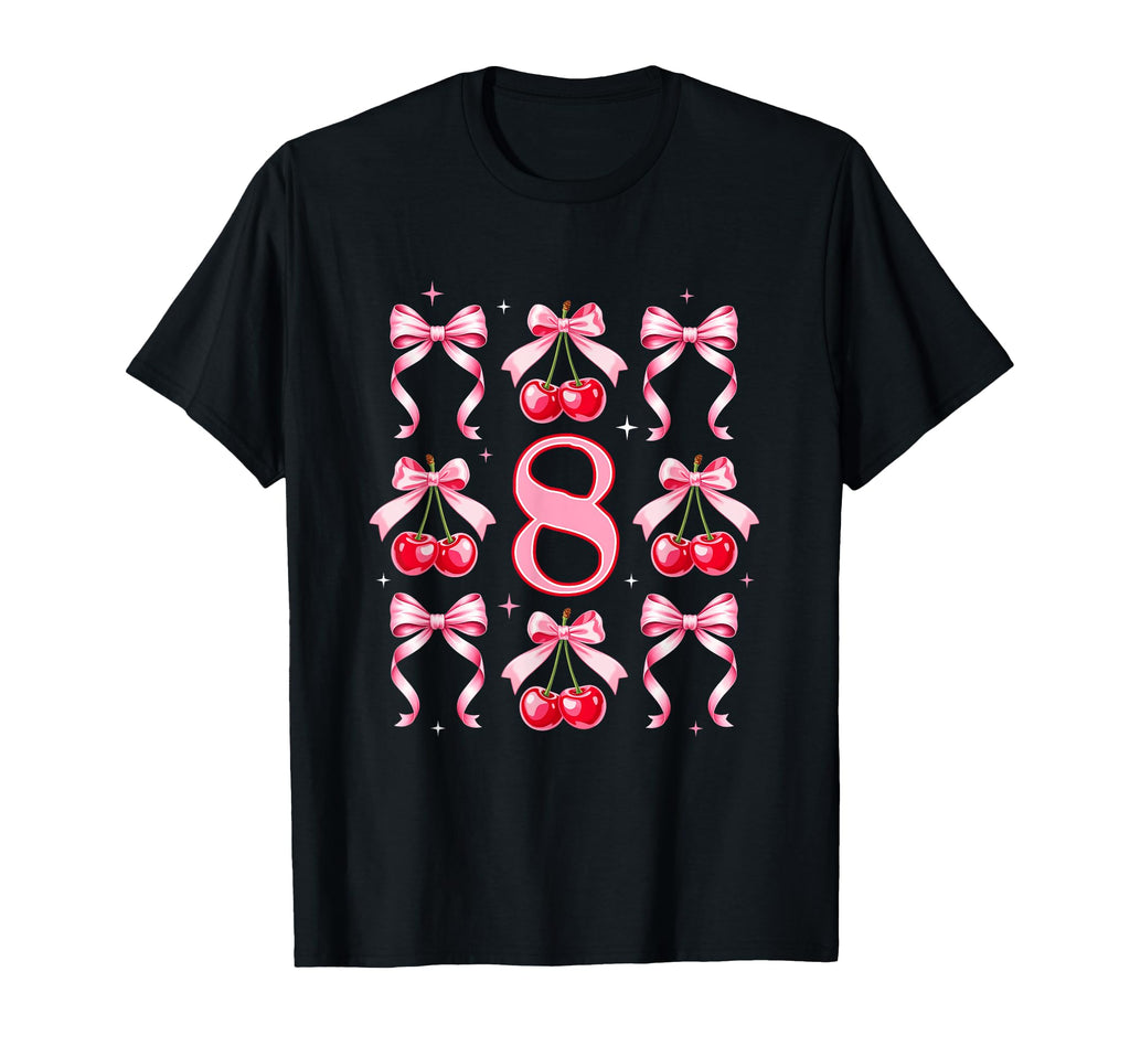 Birthday 8Th Birthday Cherry Coquette T-Shirt - Trendy Graphic Men Women - T-Shirt, Sweatshirt, Hoodie