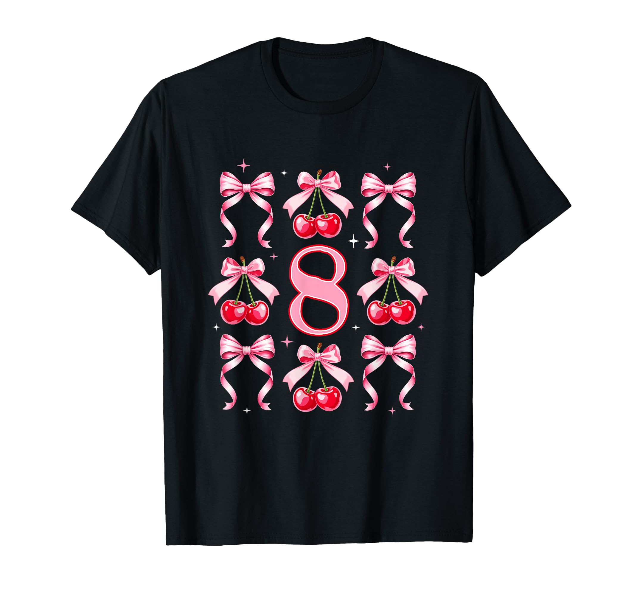 Birthday 8Th Birthday Cherry Coquette T-Shirt - Trendy Graphic Men Women - T-Shirt, Sweatshirt, Hoodie