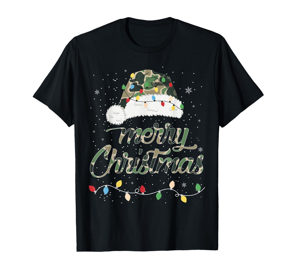 Merry Camouflage Santa Hat Family T-Shirt - Graphic Print Unisex - T-Shirt, Sweatshirt, Hoodie