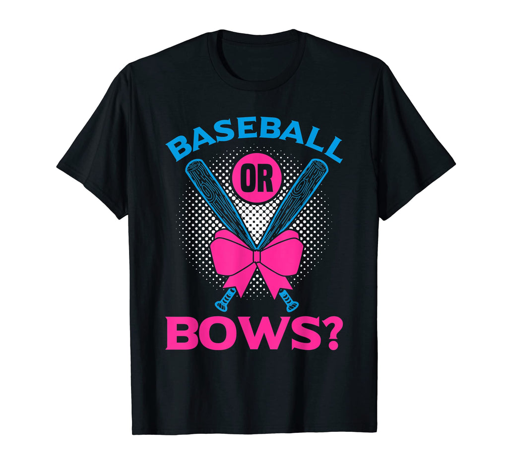 Baseball Or Bows Funny Gender Reveals T-Shirt - Custom Art Print Men Women - T-Shirt, Sweatshirt, Hoodie