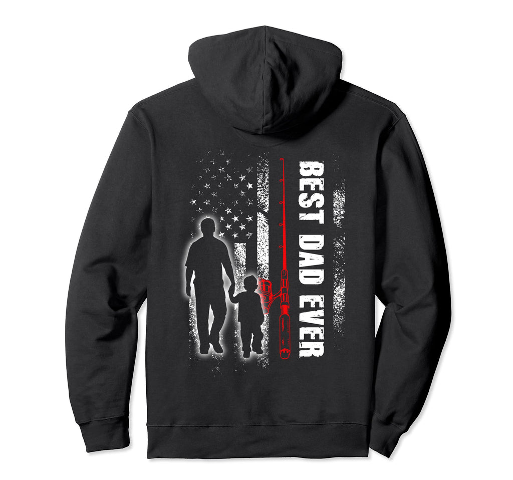 Best Dad Ever Usa Flag Fishing Father Hoodie - Streetwear Style Men Women - T-Shirt, Sweatshirt, Hoodie