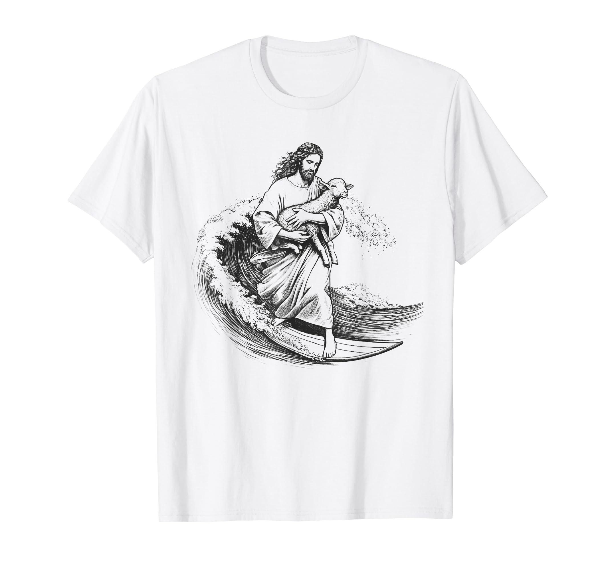 Surfing Jesus Christian Surfer T-Shirt - Casual Everyday Wear Unisex - T-Shirt, Sweatshirt, Hoodie