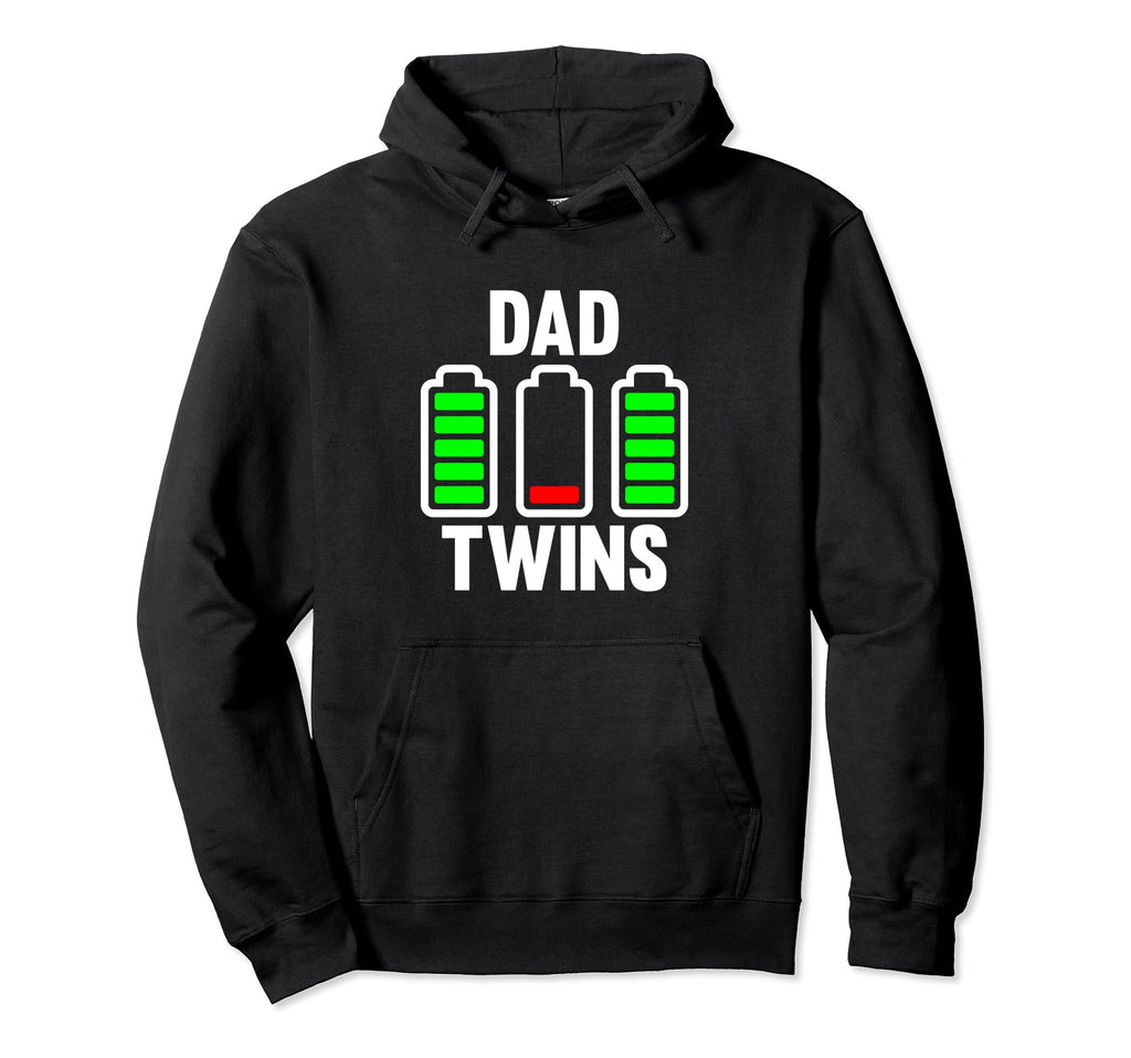 Tired Dad Low Battery Twins Full Charge Hoodie - Unique Graphic Men Women - T-Shirt, Sweatshirt, Hoodie
