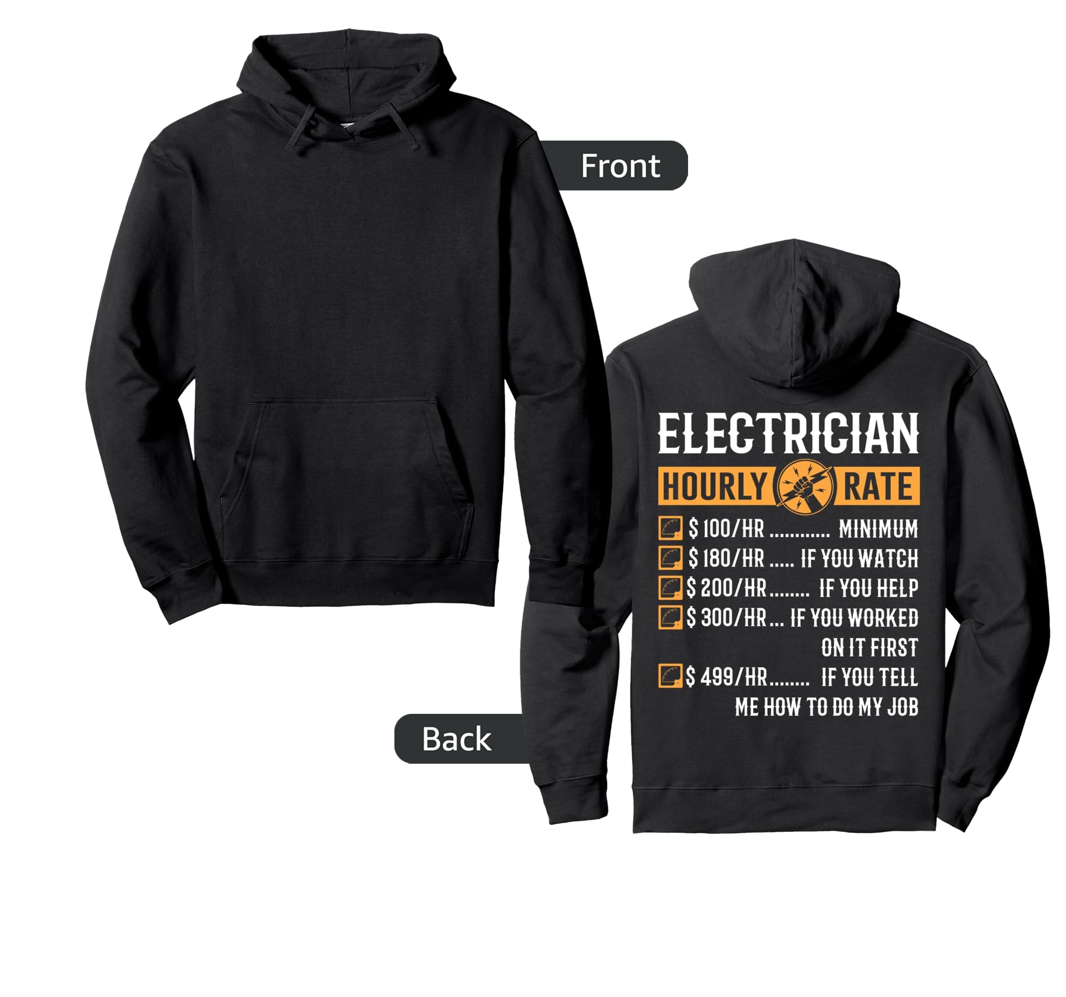 Funny Electrician Gifts Electrician Hoodie - Novelty Apparel for Adults - T-Shirt, Sweatshirt, Hoodie