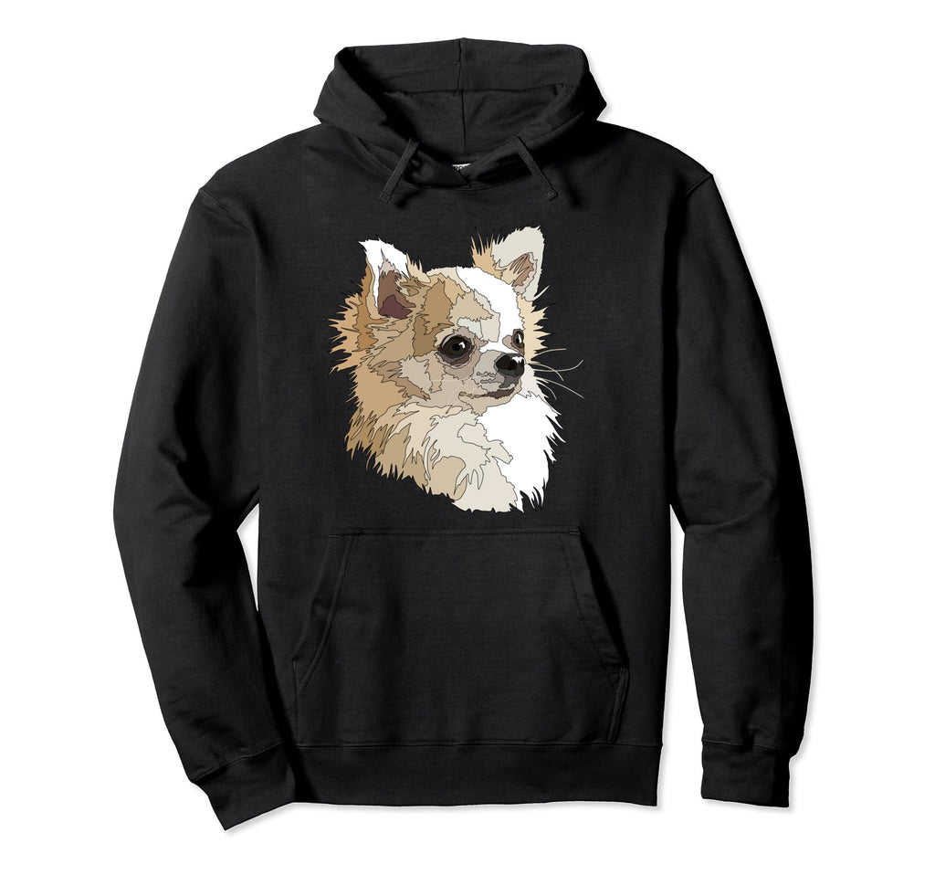 Long Haired Chihuahua Chiwawa Long Hoodie - Minimalist Print Men Women - T-Shirt, Sweatshirt, Hoodie