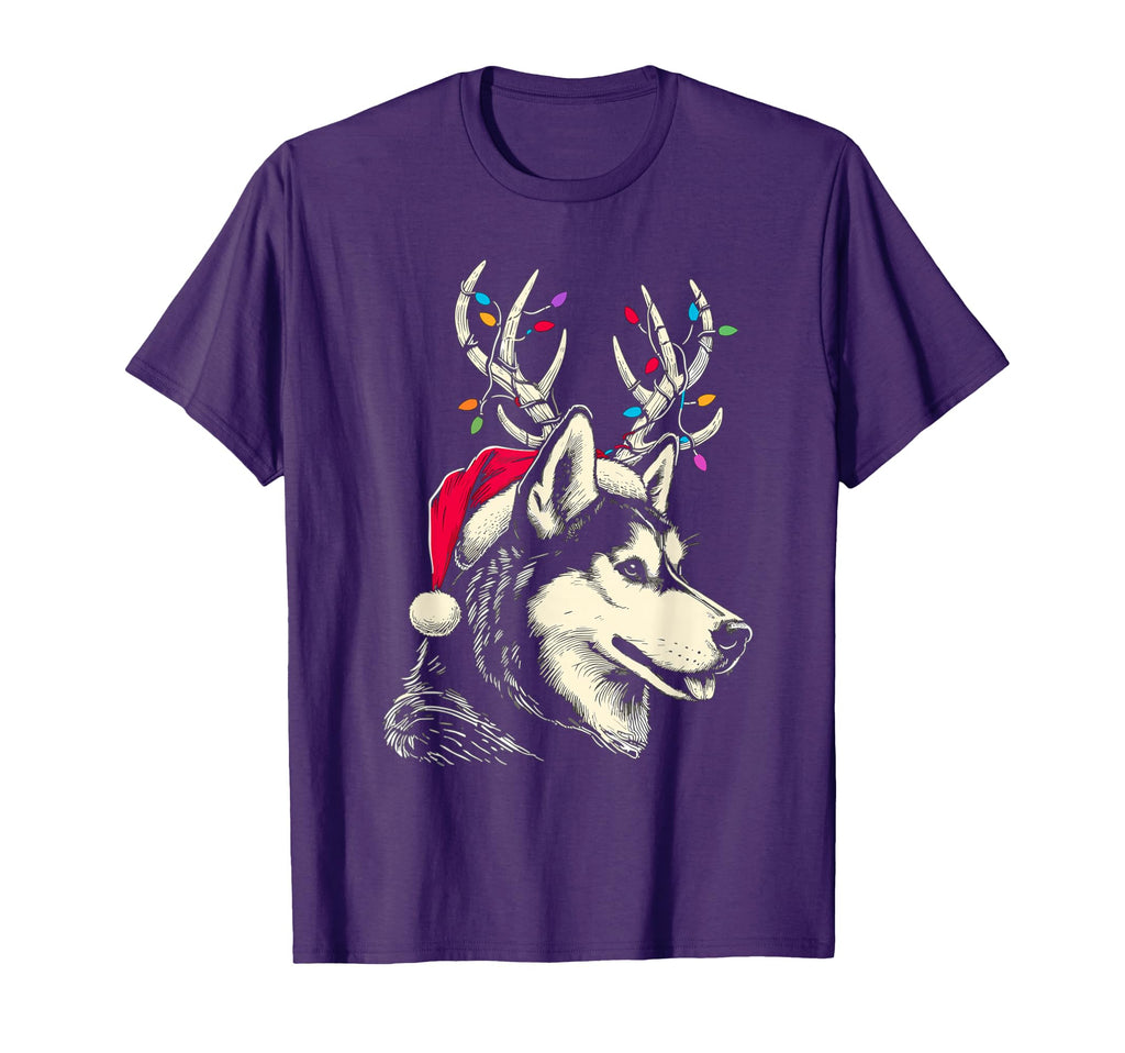 Siberian Husky Santa Hat Pajama Mom T-Shirt - Aesthetic Graphic for Adults - T-Shirt, Sweatshirt, Hoodie