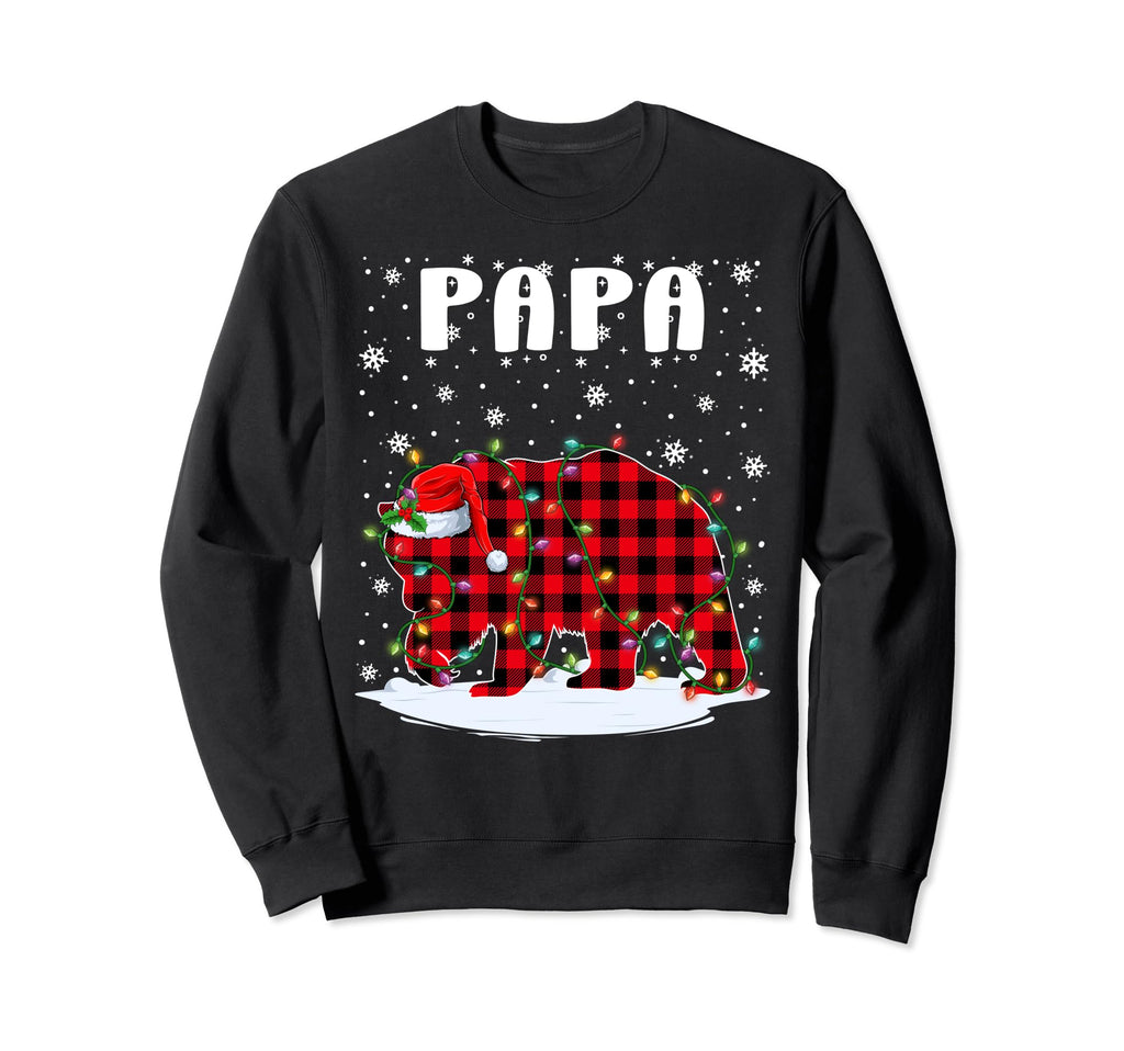 Papa Bear Red Plaid Santa Hat Squad Sweatshirt - Graphic Print for Adults - T-Shirt, Sweatshirt, Hoodie