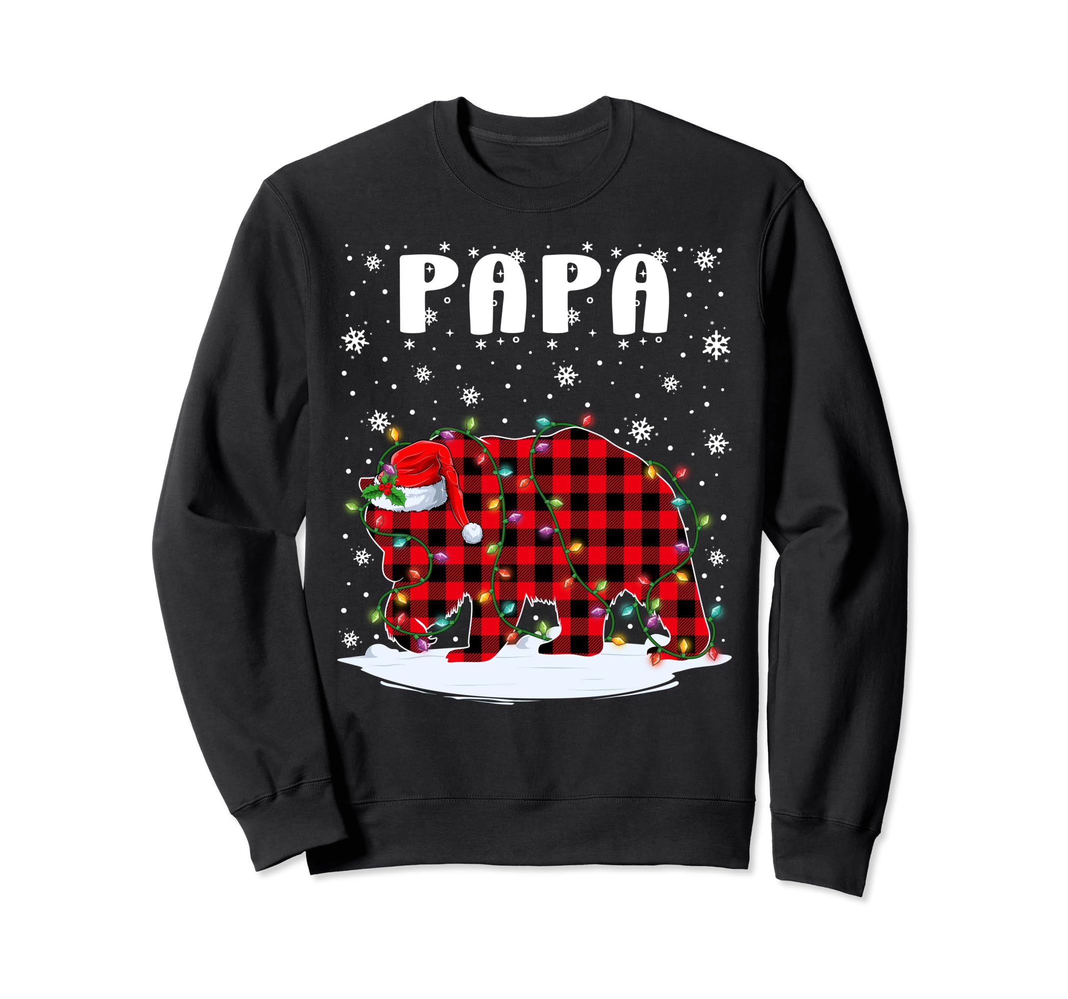 Papa Bear Red Plaid Santa Hat Squad Sweatshirt - Graphic Print for Adults - T-Shirt, Sweatshirt, Hoodie
