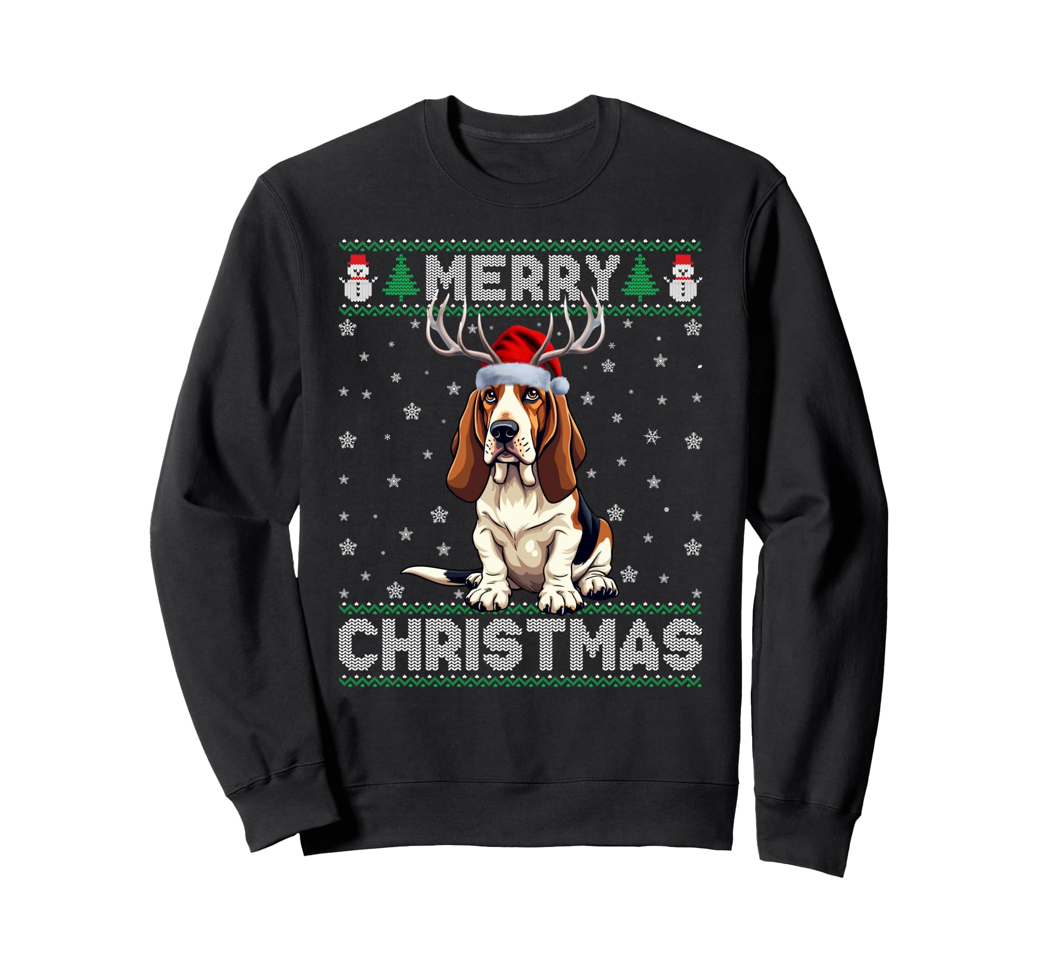 Basset Hound Santa Hat Ugly Dog Sweatshirt - Novelty Apparel Men Women - T-Shirt, Sweatshirt, Hoodie