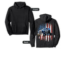 Trucker American Flag Truck Driver Truck Hoodie - Graphic Print Men Women - T-Shirt, Sweatshirt, Hoodie