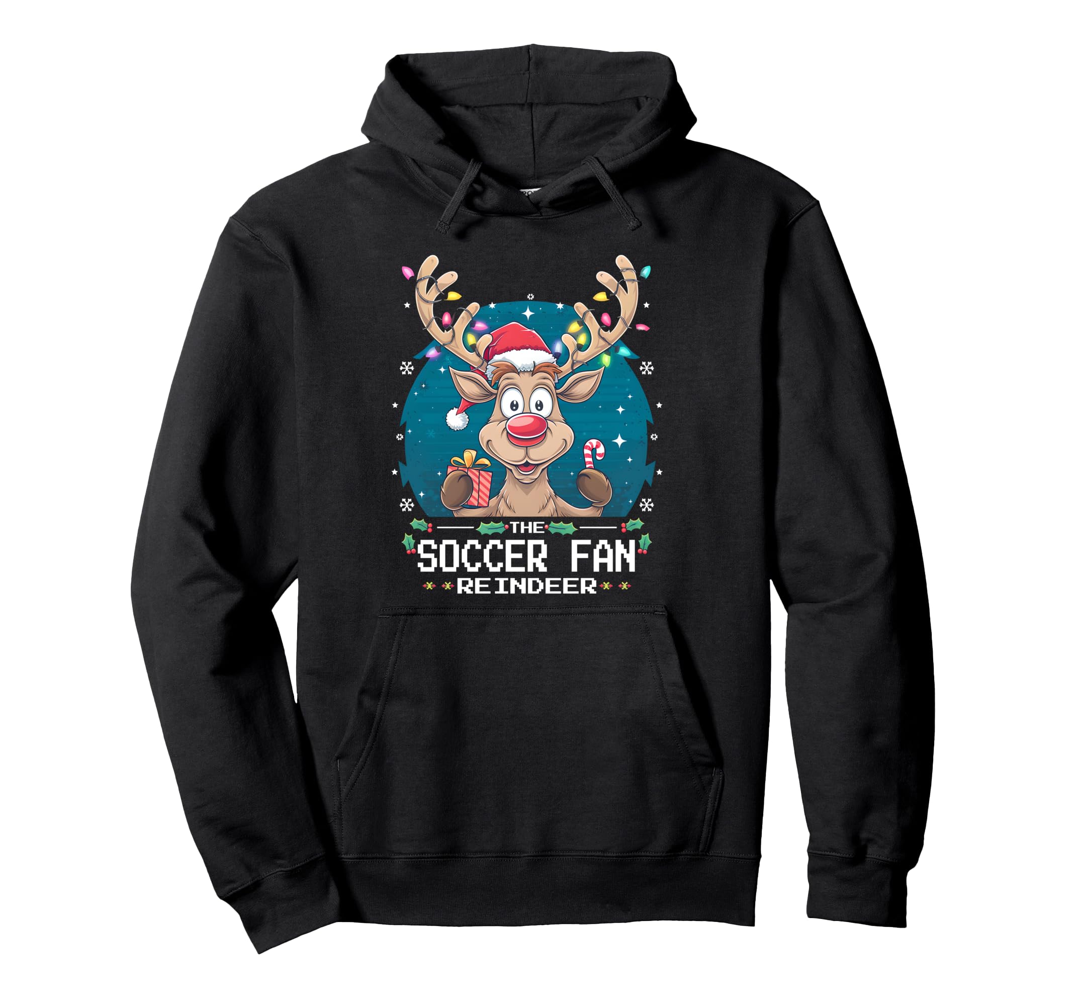 Soccer Fan Reindeer Matching Family Hoodie - Aesthetic Graphic for Adults - T-Shirt, Sweatshirt, Hoodie