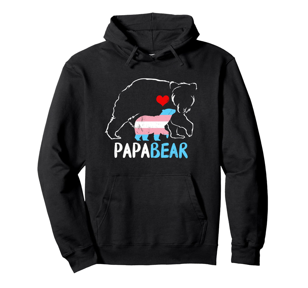 Trans Papa Bear Pride Proud Dad Ally Hoodie - Minimalist Print for Adults - T-Shirt, Sweatshirt, Hoodie
