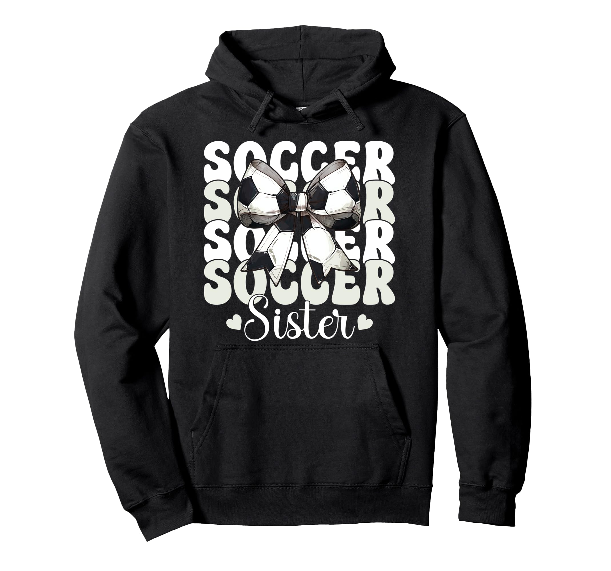 Soccer Sister Soccer Sis Coquette Bow Hoodie - Graphic Print Unisex - T-Shirt, Sweatshirt, Hoodie